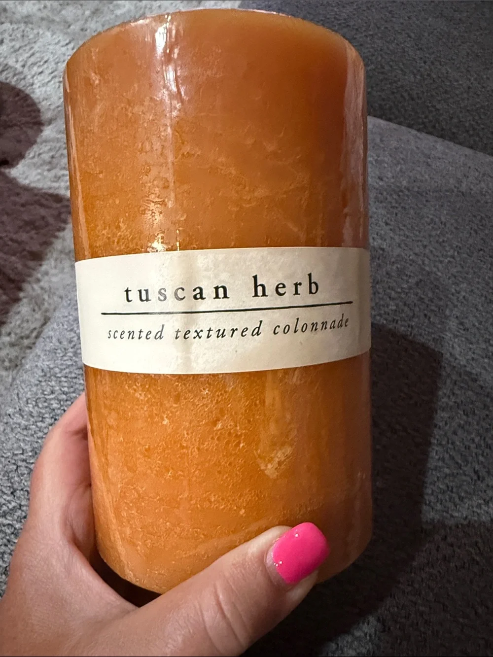 Pier 1 Orange Textured Pillar Candle